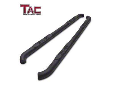 3-Inch Round Side Step Bars; Textured Black (04-24 Titan Crew Cab)