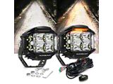4-Inch Round Side Shooter LED Pod Lights with Amber DRL; Combo Beam (Universal; Some Adaptation May Be Required)