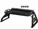 Atlas Roll Bar with 5.30-Inch Black Round Flood LED Lights; Black (17-24 Titan)