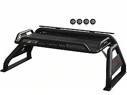 Atlas Roll Bar with 5.30-Inch Black Round Flood LED Lights; Black (17-24 Titan)
