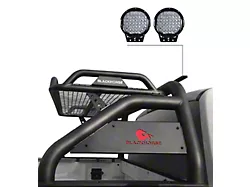 Atlas Roll Bar with 9-Inch Black Round LED Lights; Black (17-24 Titan)