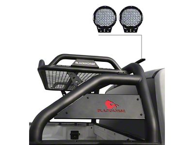 Atlas Roll Bar with 9-Inch Black Round LED Lights; Black (17-24 Titan)