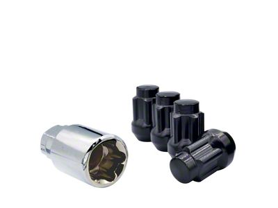 Black Bulge Acorn Lock Set for Aftermarket Wheels; M12x1.25; Set of 4 (04-24 Titan)