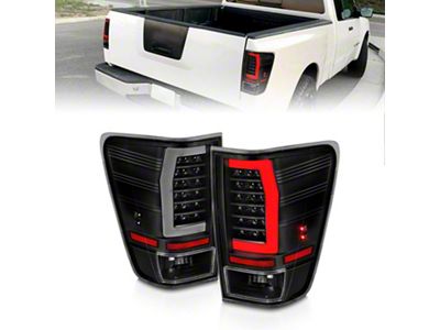 C-Bar LED Tail Lights; Black Housing; Clear Lens (04-15 Titan w/o Utility Bed Light)