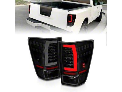 C-Bar LED Tail Lights; Black Housing; Smoked Lens (04-15 Titan w/o Utility Bed Light)