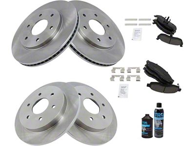 Ceramic 6-Lug Brake Rotor, Pad, Brake Fluid and Cleaner Kit; Front and Rear (04-3/05 Titan)