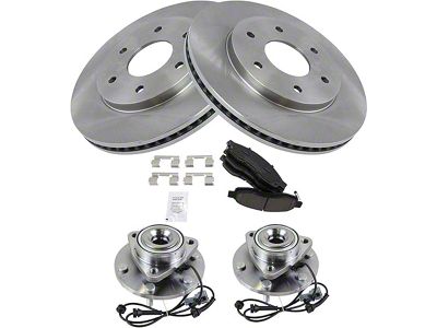 Ceramic 6-Lug Brake Rotor, Pad, Brake Fluid, Cleaner and Wheel Bearing Kit; Front (04-3/05 Titan)