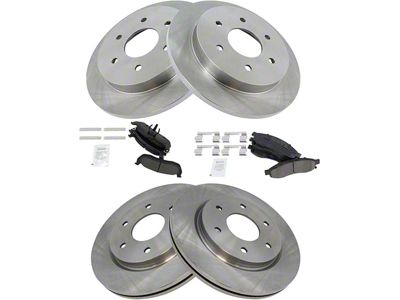 Ceramic 6-Lug Brake Rotor and Pad Kit; Front and Rear (06-4/07 Titan)