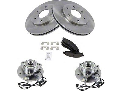 Ceramic 6-Lug Brake Rotor, Pad and Wheel Bearing Kit; Front (04-3/05 Titan)