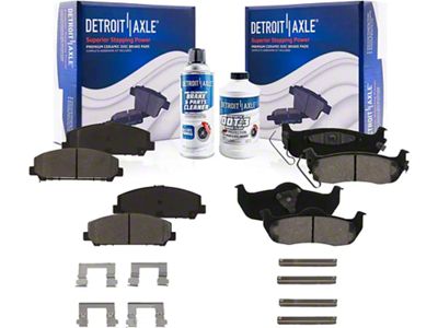 Ceramic Brake Pads with Brake Fluid and Cleaner; Front and Rear (08-10 Titan)