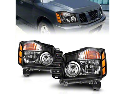Crystal Headlights; Black Housing; Clear Lens (04-15 Titan)