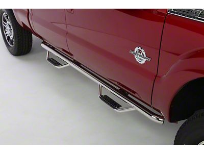 Go Rhino Dominator Classic D2 Cab Length Side Step Bars; Polished (04-15 Titan King Cab)