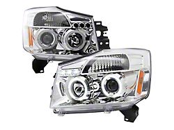 Dual Halo Projector Headlights; Chrome Housing; Clear Lens (04-15 Titan)