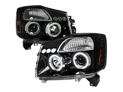 Dual Halo Projector Headlights; Jet Black Housing; Clear Lens (04-15 Titan)