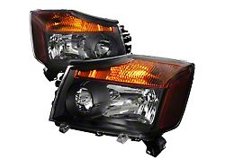 Factory Style Headlights with Amber Reflectors; Matte Black Housing; Clear Lens (04-15 Titan)