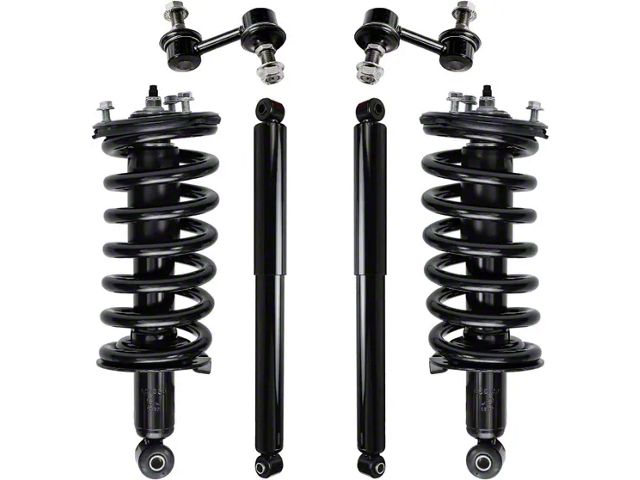 TRQ 6-Piece Complete Suspension Kit: Front Struts & Springs, Rear Shocks, Sway Bar Links For Chrysler Dodge