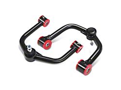Front Upper Control Arms for 2 to 4-Inch Lift; Black/Red (04-15 Titan)