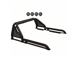Gladiator Roll Bar with 5.30-Inch Black Round Flood LED Lights; Black (19-24 Titan)
