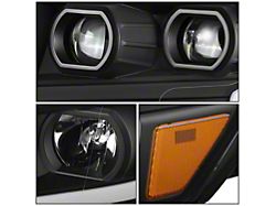 LED DRL Projector Headlights with Amber Corner; Black Housing; Clear Lens (17-24 Titan w/ Factory Halogen Headlights)