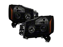LED Halo Projector Headlights; Black Housing; Smoked Lens (04-15 Titan)