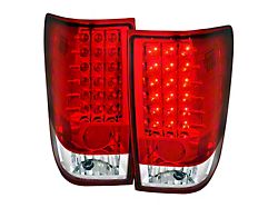 LED Tail Lights; Chrome Housing; Red/Clear Lens (04-15 Titan w/o Utility Bed)