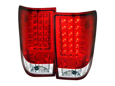 LED Tail Lights; Chrome Housing; Red/Clear Lens (04-15 Titan w/o Utility Bed)