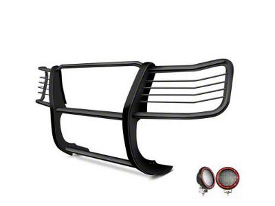 Modular Grille Guard with 5.30-Inch Red Round Flood LED Lights; Black (17-24 Titan)
