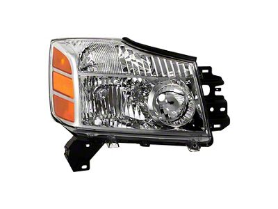 OE Style Headlight; Chrome Housing; Clear Lens; Passenger Side (04-15 Titan)