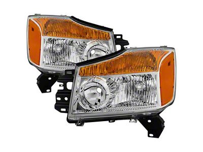 OE Style Headlights; Chrome Housing; Clear Lens (04-15 Titan)