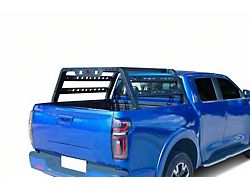 Overland Utility Bed Rack with Red 5.30-Inch Round LED Lights; Black (17-24 Titan)