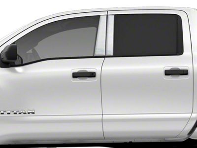 Pillar Post Trim; Stainless Steel; 4-Piece (17-24 Titan Crew Cab)