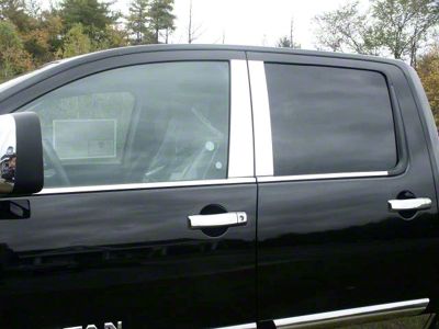 Pillar Post Trim; Stainless Steel; 4-Piece (04-15 Titan Crew Cab)