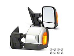 Powered Heated Manual Folding Mirror with Turn Signal; Chrome (17-24 Titan)