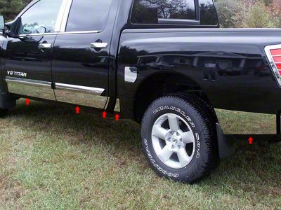 Rocker Panel Trim; Upper Kit; Stainless Steel (04-15 Titan Crew Cab)