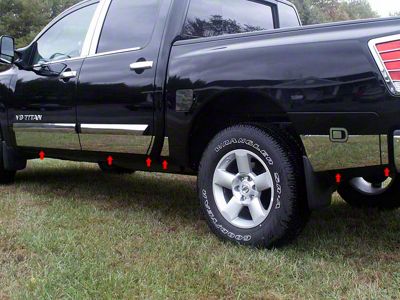 Rocker Panel Trim with Rear Cargo Door; Upper Kit; Stainless Steel (04-15 Titan King Cab)