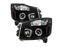 Signature Series LED Halo Projector Headlights; Black Housing; Clear Lens (04-15 Titan)