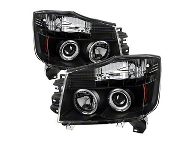 Signature Series LED Halo Projector Headlights; Black Housing; Clear Lens (04-15 Titan)