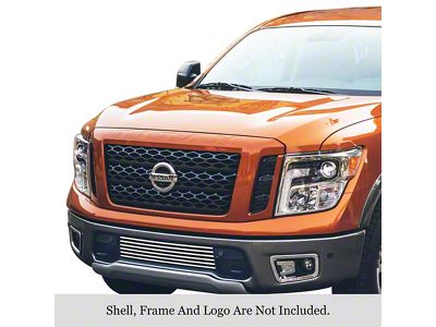 Stainless Steel Billet Lower Bumper Grille Overlay; Polished (16-19 Titan w/o Tow Hooks)