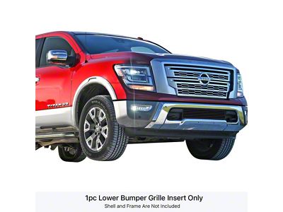 Stainless Steel Billet Lower Overlay Grille; Black (16-19 Titan w/o Tow Hooks)