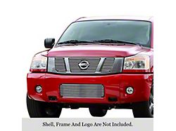 Stainless Steel Billet Upper and Lower Grille Overlay with Emblem Hole; Polished (08-12 Titan)