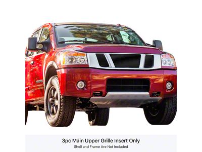 Stainless Steel Billet Upper Overlay Grille; Black (08-15 Titan)