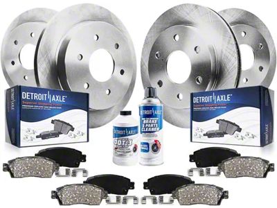 Vented 6-Lug Brake Rotor, Pad, Brake Fluid and Cleaner Kit; Front and Rear (11-15 Titan)