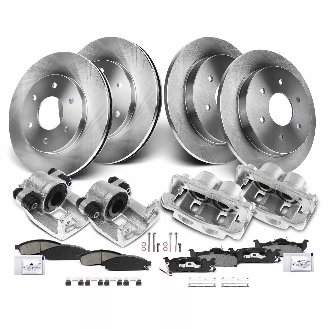 Titan Vented and Solid 6-Lug Brake Rotor, Pad and Caliper Kit; Front ...