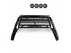 Warrior Roll Bar with 5.30-Inch Black Round Flood LED Lights; Black (17-24 Titan)