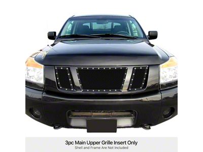 Wire Mesh Rivet Upper Grille Overlay; Black (08-15 Titan)