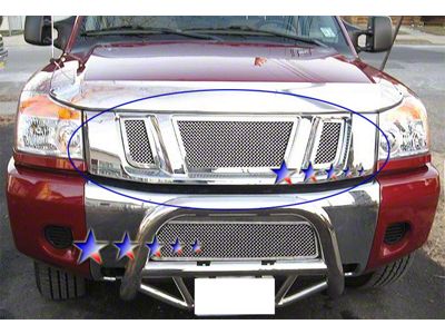 Wire Mesh Upper Grille Overlay; Polished (08-15 Titan)