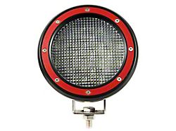 Atlas Roll Bar with 5.30-Inch Red Round Flood LED Lights; Black (16-24 Titan XD)