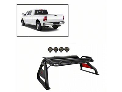 Atlas Roll Bar with 7-Inch Black Round LED Lights; Black (16-24 Titan XD)