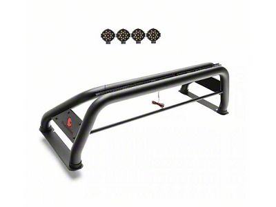 Atlas Roll Bar with 7-Inch Black Round LED Lights; Black (16-24 Titan XD)