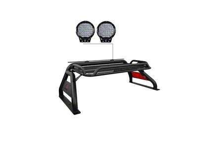 Atlas Roll Bar with 9-Inch Black Round LED Lights; Black (16-24 Titan XD)